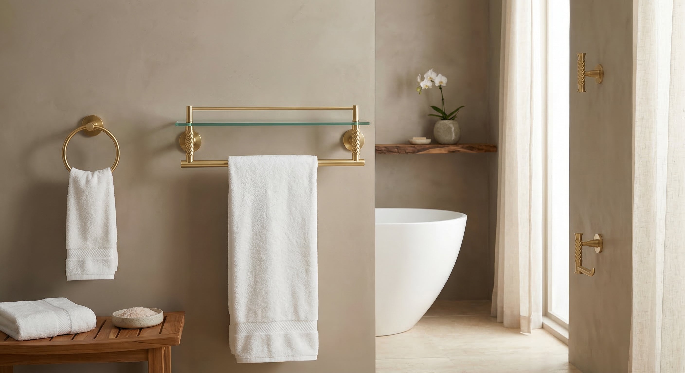 Pacific Grove Collection - Spa bath with satin brass accessories
