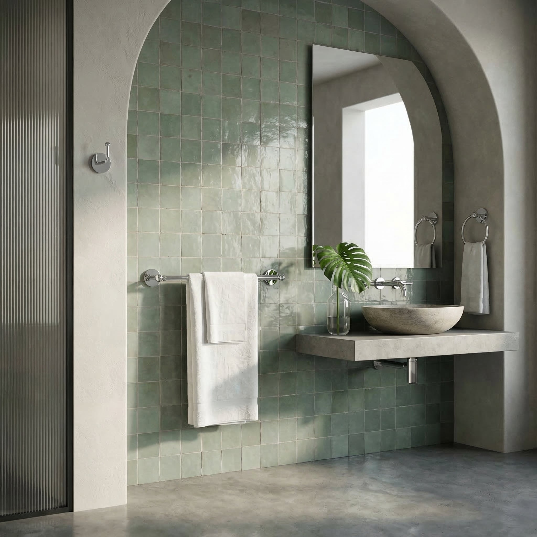 Skyline Collection - Sculptural bath with polished chrome accessories