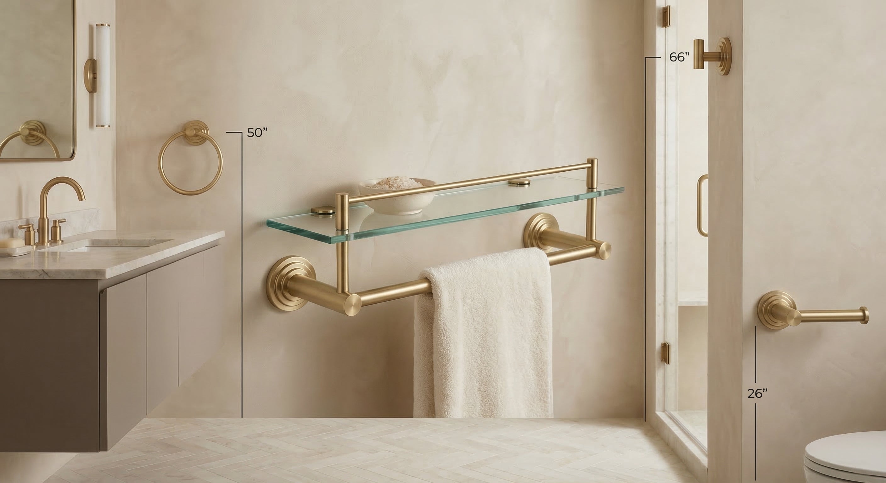 Montero Collection - Bathroom with satin brass accessories