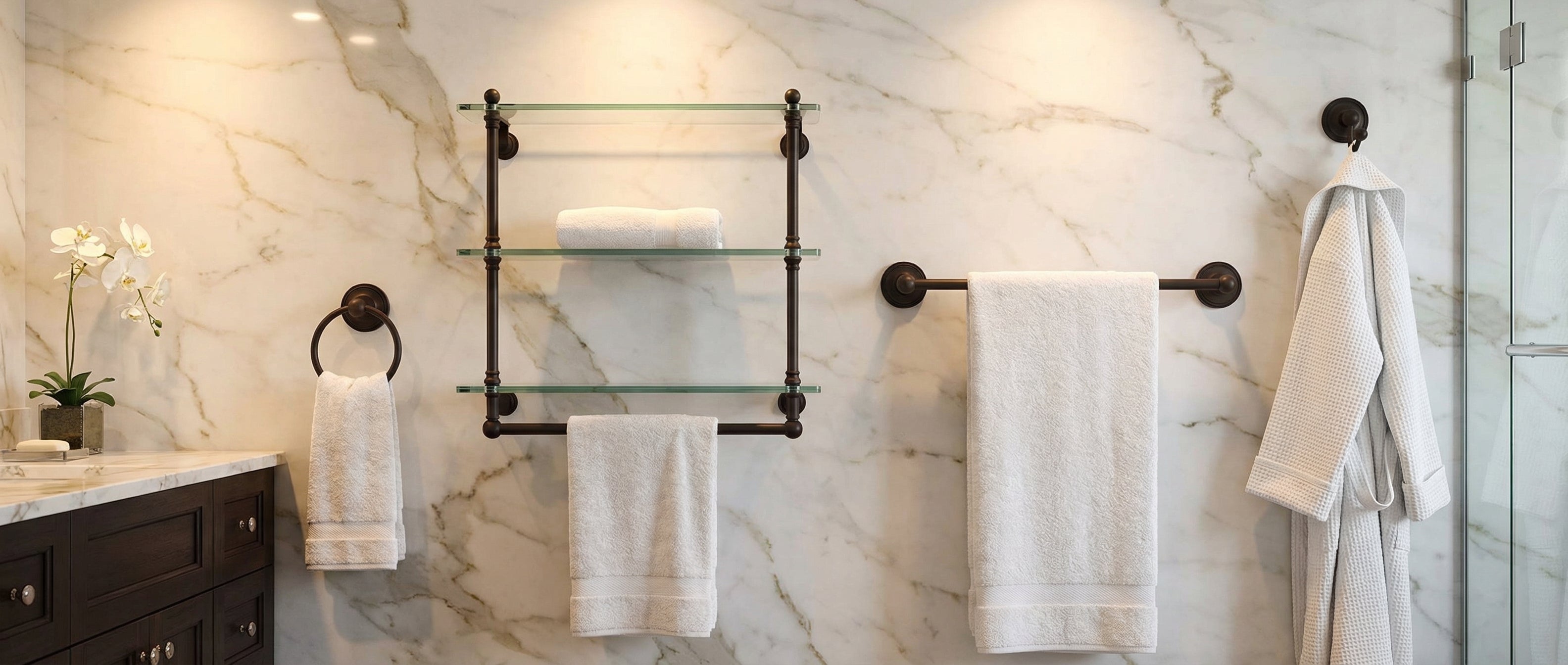 Prestige Regal Collection - Luxury hotel suite bathroom with oil rubbed bronze accessories