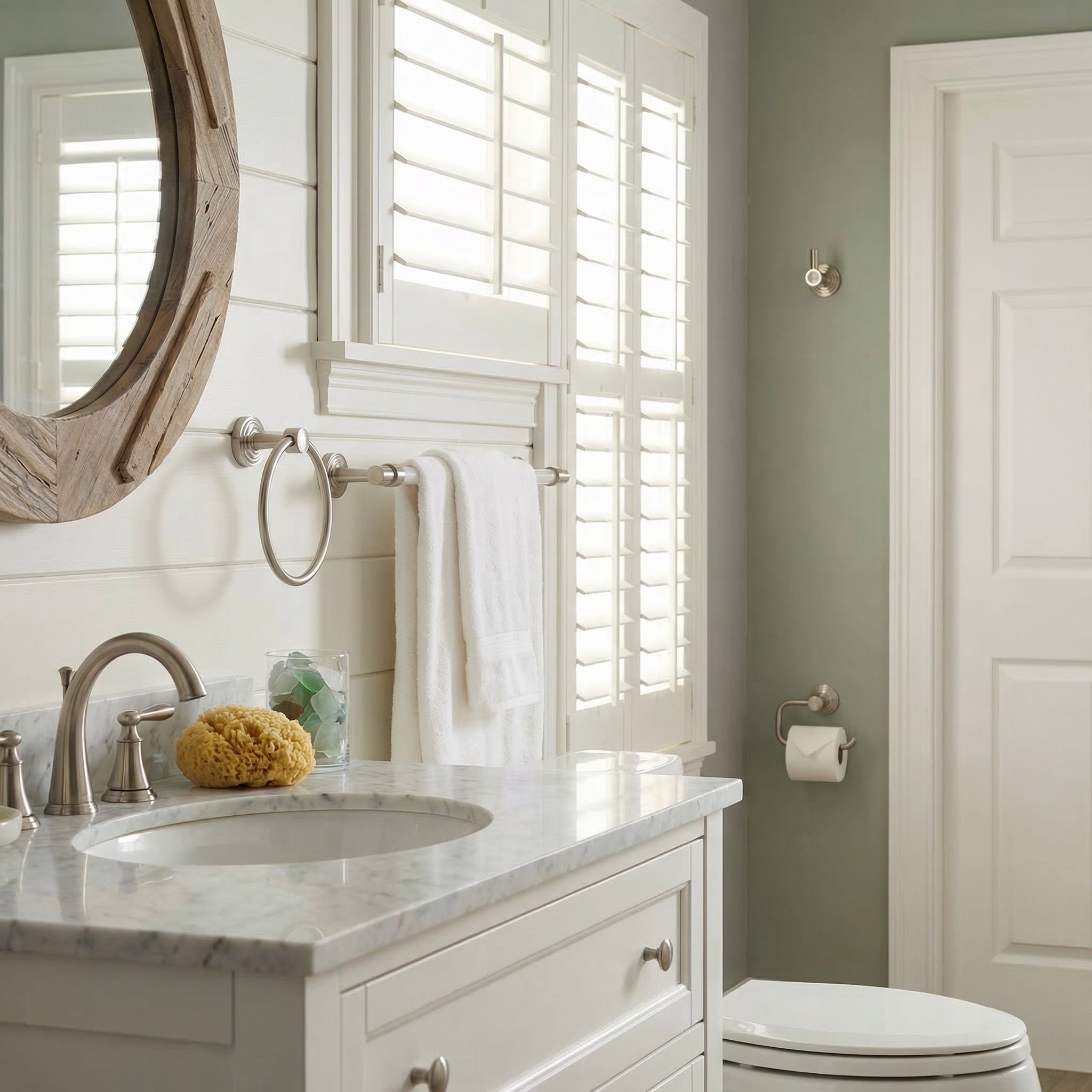 Pacific Beach Collection - Guest bath with satin nickel accessories