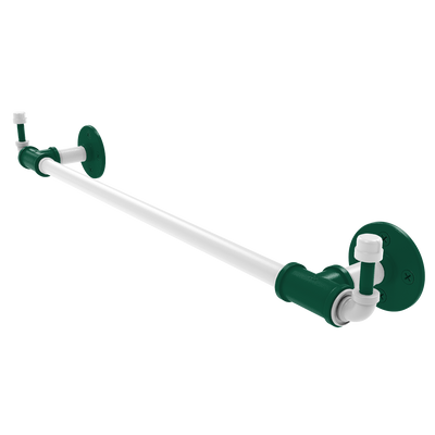 Gridiron Collection Towel Bar with Integrated Hooks New York Green and White Edition