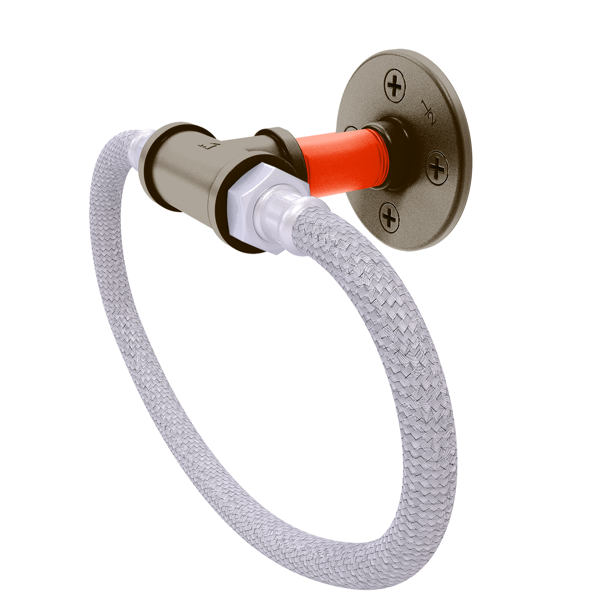 Gridiron Collection Towel Ring with Stainless Steel Braided Ring Cleveland Edition