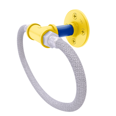 Gridiron Collection Towel Ring with Stainless Steel Braided Ring Los Angeles Blue and Yellow Edition