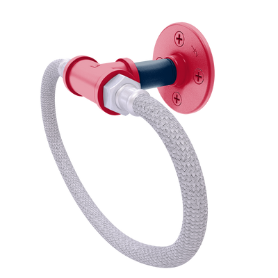 Gridiron Collection Towel Ring with Stainless Steel Braided Ring New England Edition