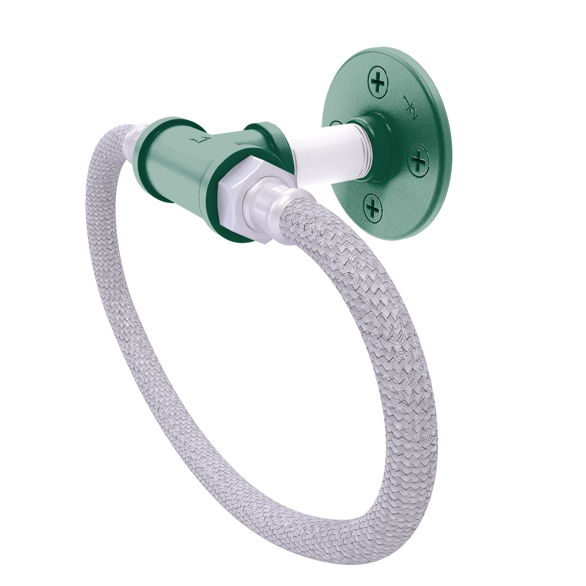Gridiron Collection Towel Ring with Stainless Steel Braided Ring New York Green and White Edition