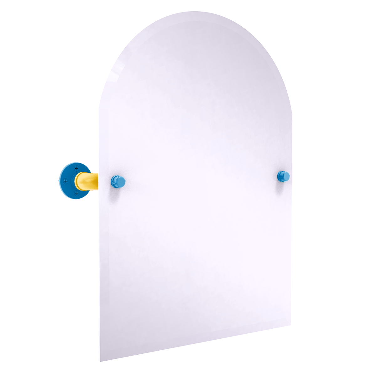 Gridiron Collection Frameless Arched Top Wall Mounted Tilt Mirror Los Angeles Blue and Gold Edition