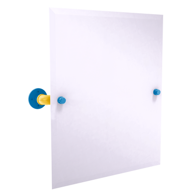 Gridiron Collection Frameless Rectangular Wall Mounted Tilt Mirror Los Angeles Blue and Gold Edition