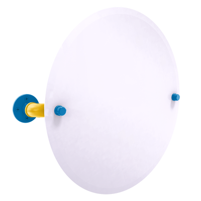 Gridiron Collection Frameless Oval Wall Mounted Tilt Mirror Los Angeles Blue and Gold Edition