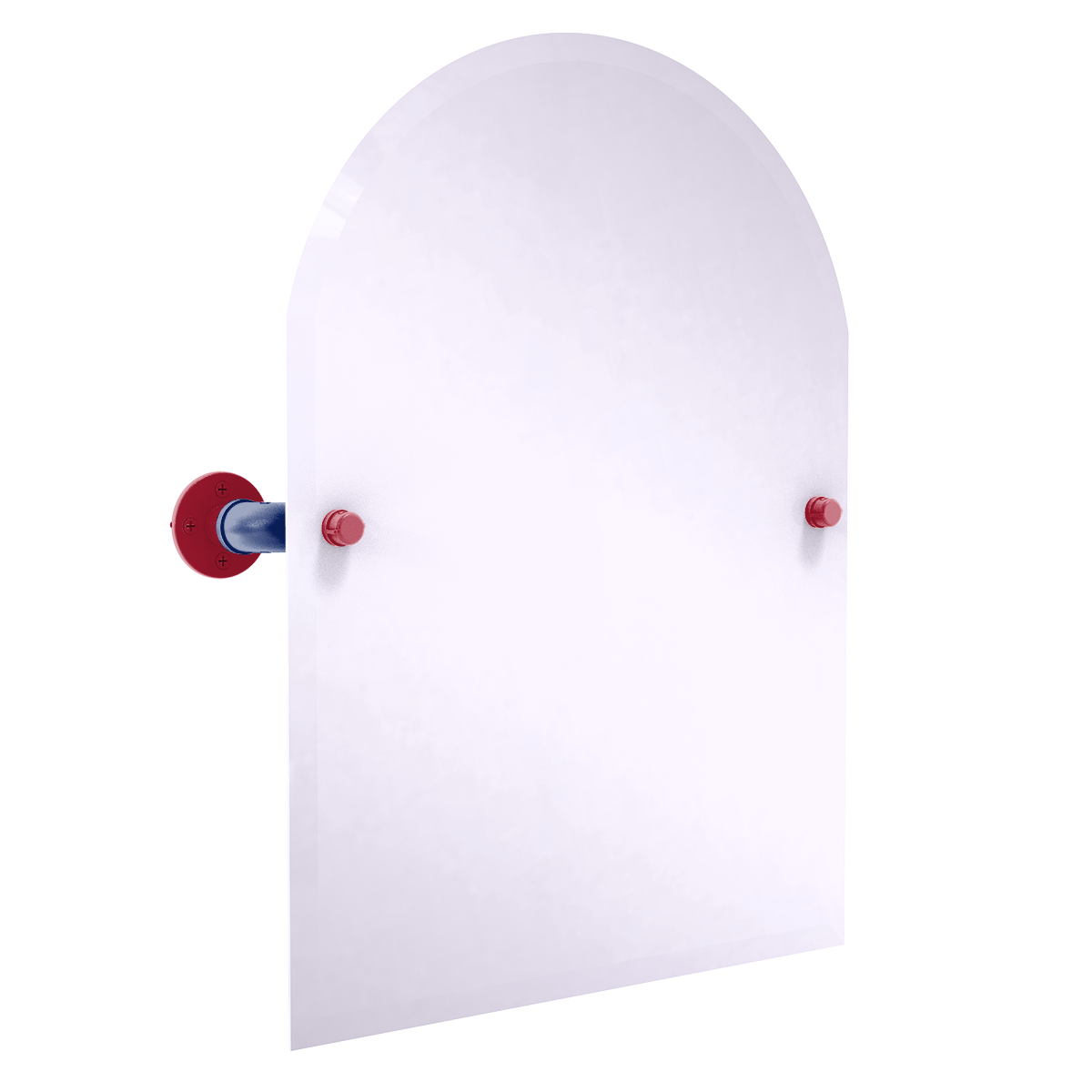 Gridiron Collection Frameless Arched Top Wall Mounted Tilt Mirror New York Blue and Red Edition