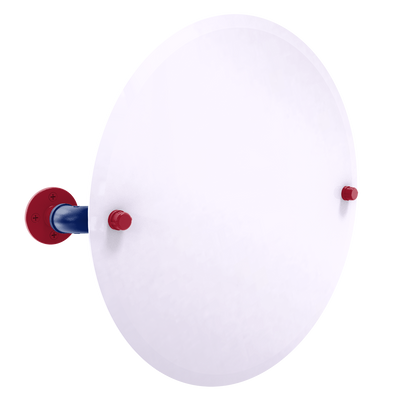 Gridiron Collection Frameless Round Wall Mounted Tilt Mirror New York Blue and Red Edition