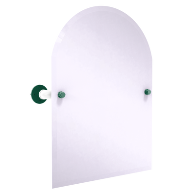 Gridiron Collection Frameless Arched Top Wall Mounted Tilt Mirror New York Green and White Edition
