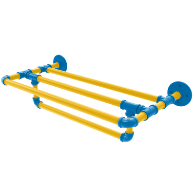 Gridiron Collection Wall Mounted Towel Shelf with Towel Bar Los Angeles Blue and Gold Edition