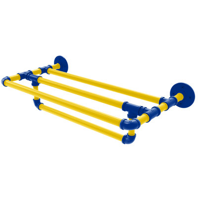 Gridiron Collection Wall Mounted Towel Shelf with Towel Bar Los Angeles Blue and Yellow Edition