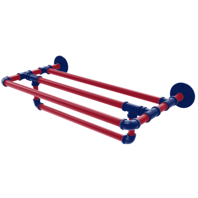 Gridiron Collection Wall Mounted Towel Shelf with Towel Bar New York Blue and Red Edition