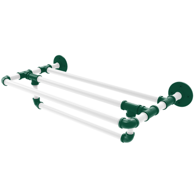 Gridiron Collection Wall Mounted Towel Shelf with Towel Bar New York Green and White Edition