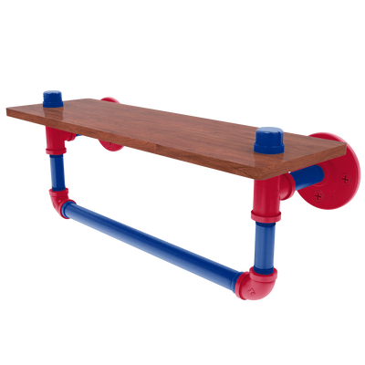 Gridiron Collection Wood Shelf with Towel Bar Buffalo Edition