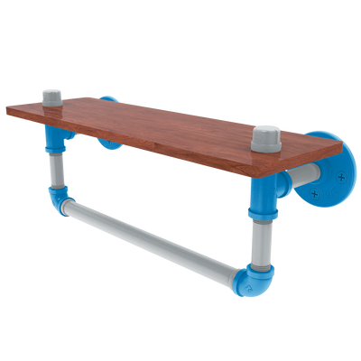 Gridiron Collection Wood Shelf with Towel Bar Carolina Edition