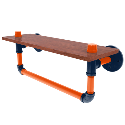 Gridiron Collection Wood Shelf with Towel Bar Denver Edition