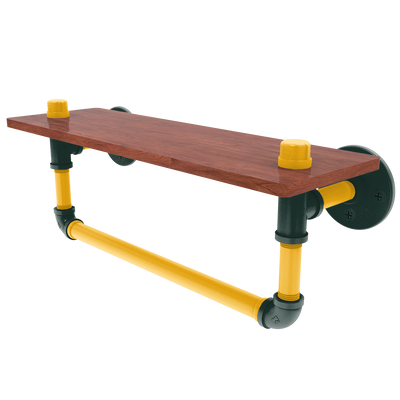 Gridiron Collection Wood Shelf with Towel Bar Green Bay Edition