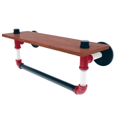 Gridiron Collection Wood Shelf with Towel Bar Houston Edition