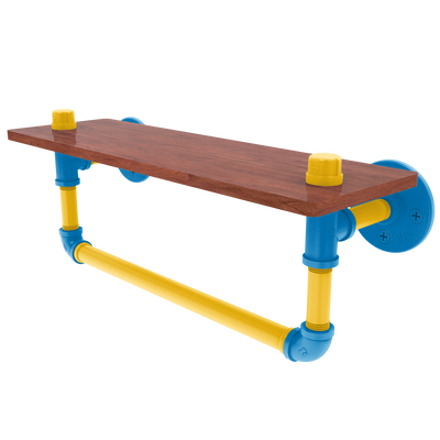 Gridiron Collection Wood Shelf with Towel Bar Los Angeles Blue and Gold Edition