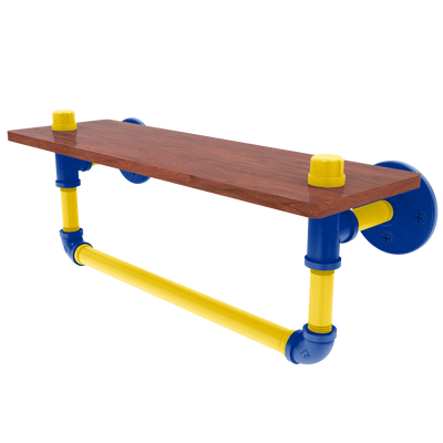 Gridiron Collection Wood Shelf with Towel Bar Los Angeles Blue and Yellow Edition