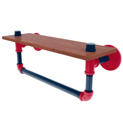 Gridiron Collection Wood Shelf with Towel Bar New England Edition