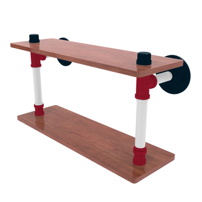 Gridiron Collection Wood Double Shelf Houston Edition