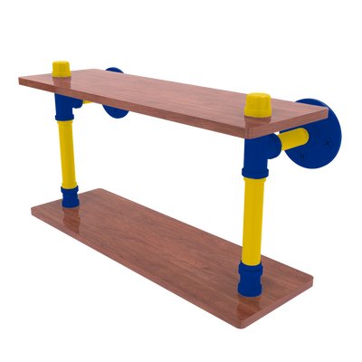 Gridiron Collection Wood Double Shelf Los Angeles Blue and Yellow Edition