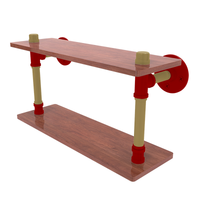 Gridiron Collection Wood Double Shelf San Francisco Edition