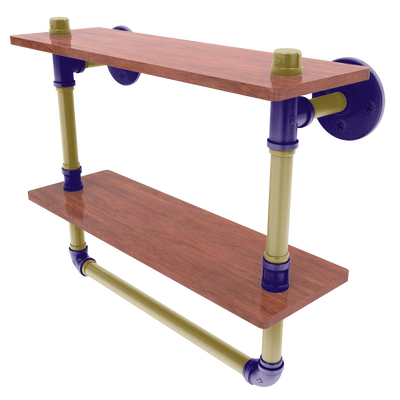 Gridiron Collection Double Wood Shelf with Towel Bar Baltimore Edition