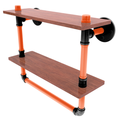 Gridiron Collection Double Wood Shelf with Towel Bar Cincinnati Edition