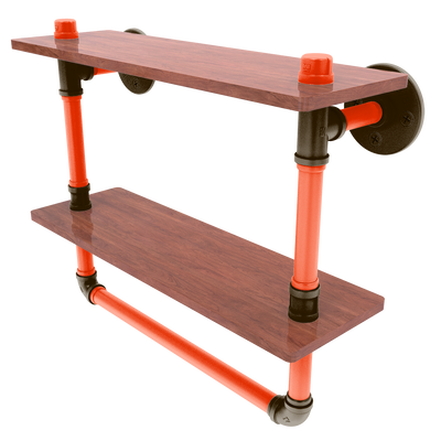 Gridiron Collection Double Wood Shelf with Towel Bar Cleveland Edition