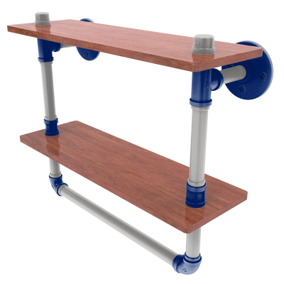 Gridiron Collection Double Wood Shelf with Towel Bar Dallas Edition