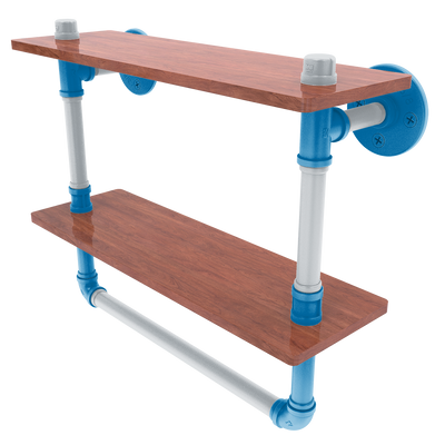 Gridiron Collection Double Wood Shelf with Towel Bar Detroit Edition