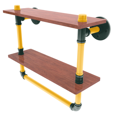 Gridiron Collection Double Wood Shelf with Towel Bar Green Bay Edition