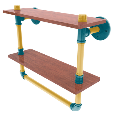 Gridiron Collection Double Wood Shelf with Towel Bar Jacksonville Edition