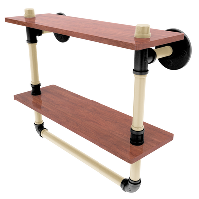 Gridiron Collection Double Wood Shelf with Towel Bar New Orleans Edition