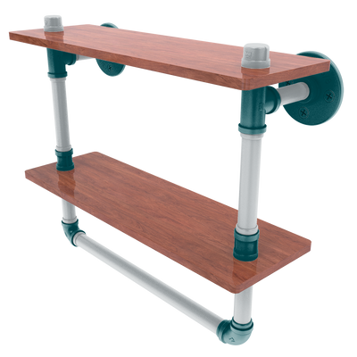 Gridiron Collection Double Wood Shelf with Towel Bar Philadelphia Edition