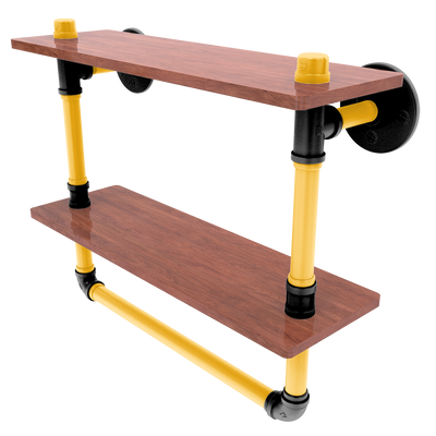 Gridiron Collection Double Wood Shelf with Towel Bar Pittsburgh Edition