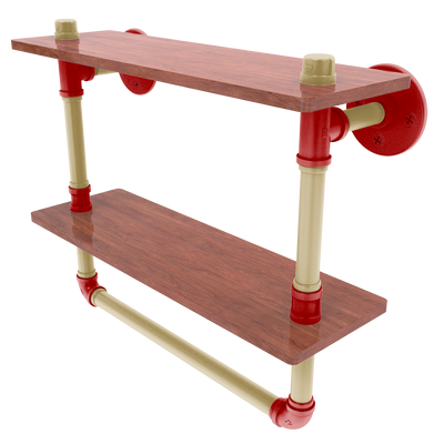 Gridiron Collection Double Wood Shelf with Towel Bar San Francisco Edition