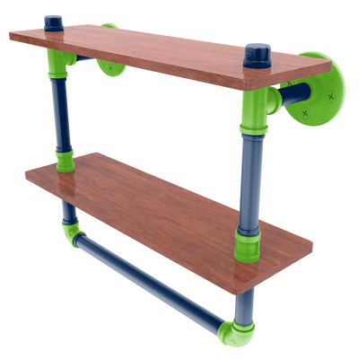 Gridiron Collection Double Wood Shelf with Towel Bar Seattle Edition