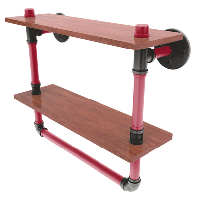 Gridiron Collection Double Wood Shelf with Towel Bar Tampa Bay Edition