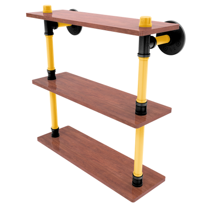 Gridiron Collection Wood Triple Shelf Pittsburgh Edition