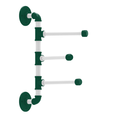 Gridiron Collection 3 Swing Arm Vertical Towel Bar New York Green and White Edition