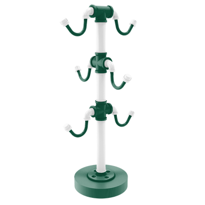 Gridiron Collection Countertop 6 Coffee Mug Holder New York Green and White Edition