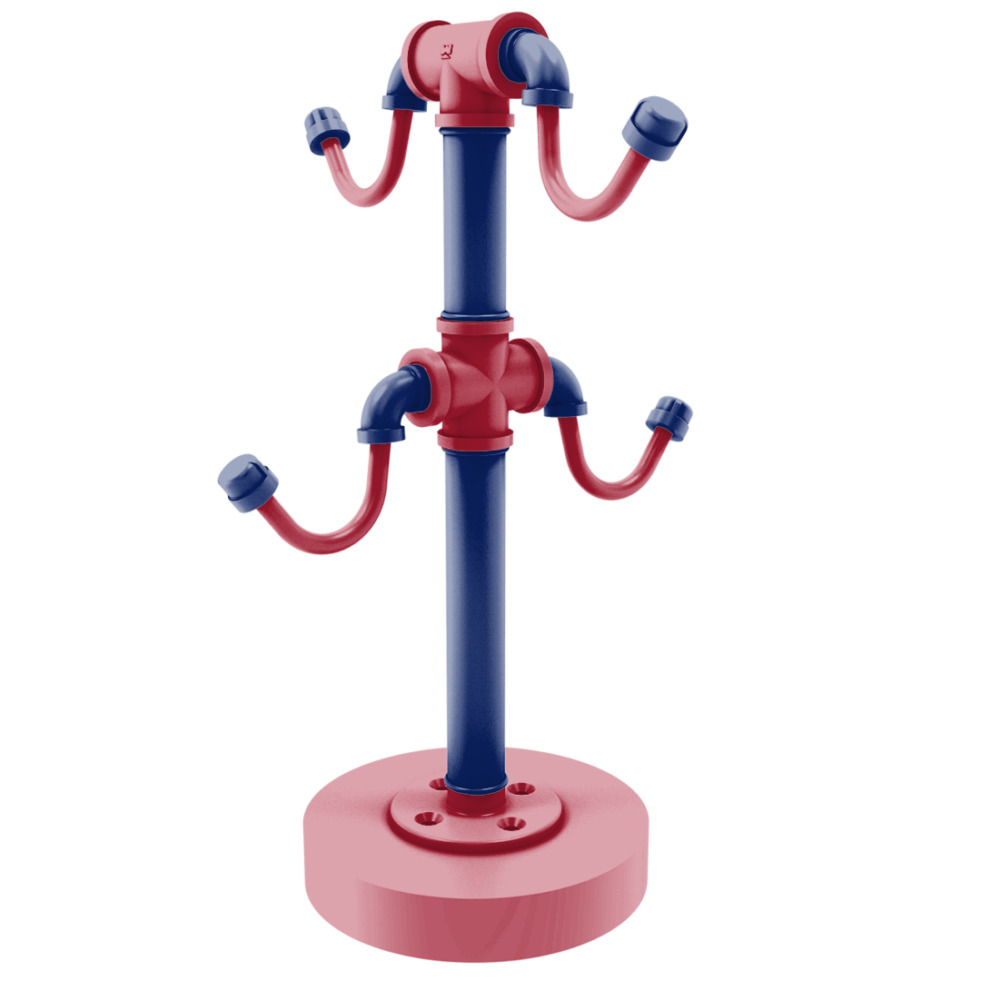 Gridiron Collection Countertop 4 Coffee Mug Holder New York Blue and Red Edition