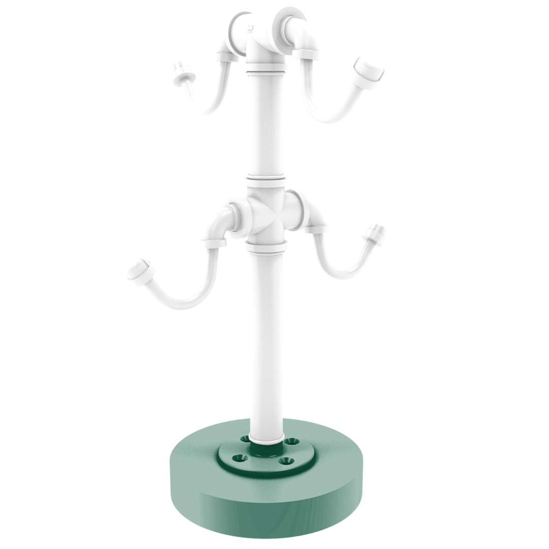 Gridiron Collection Countertop 4 Coffee Mug Holder New York Green and White Edition