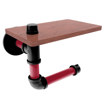 Gridiron Collection Toilet Paper Holder with Wood Shelf Atlanta Edition